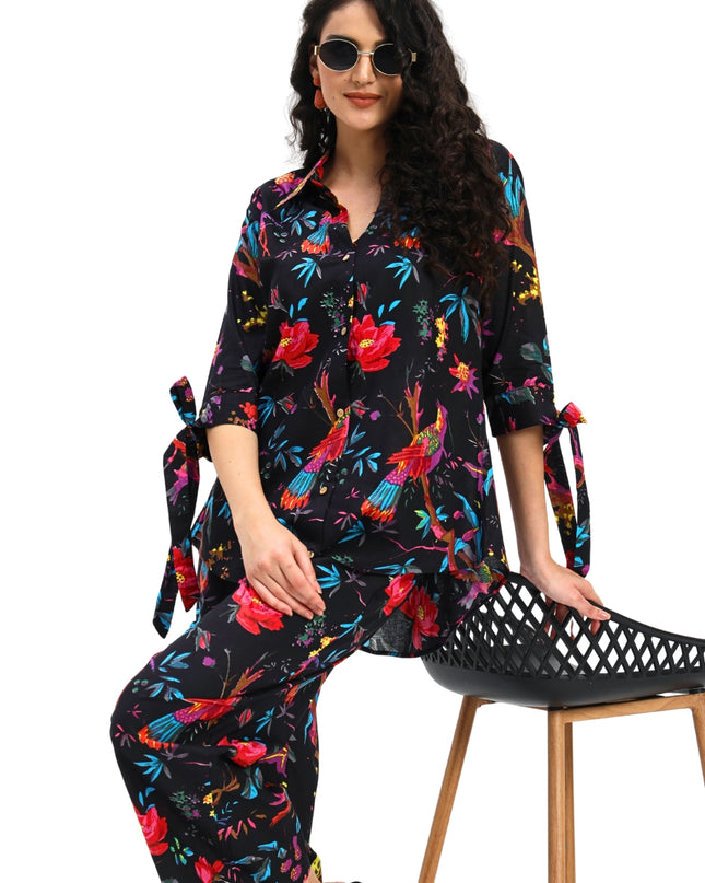 Black Bird Floral Coord Set