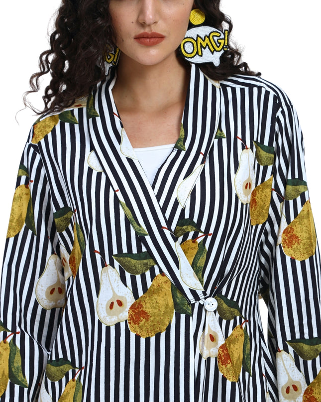 Black White Stripe Pear Coord Set