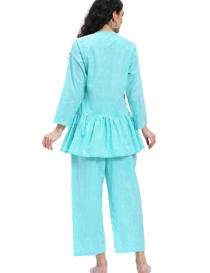 Sea Blue Peplum Coord Set