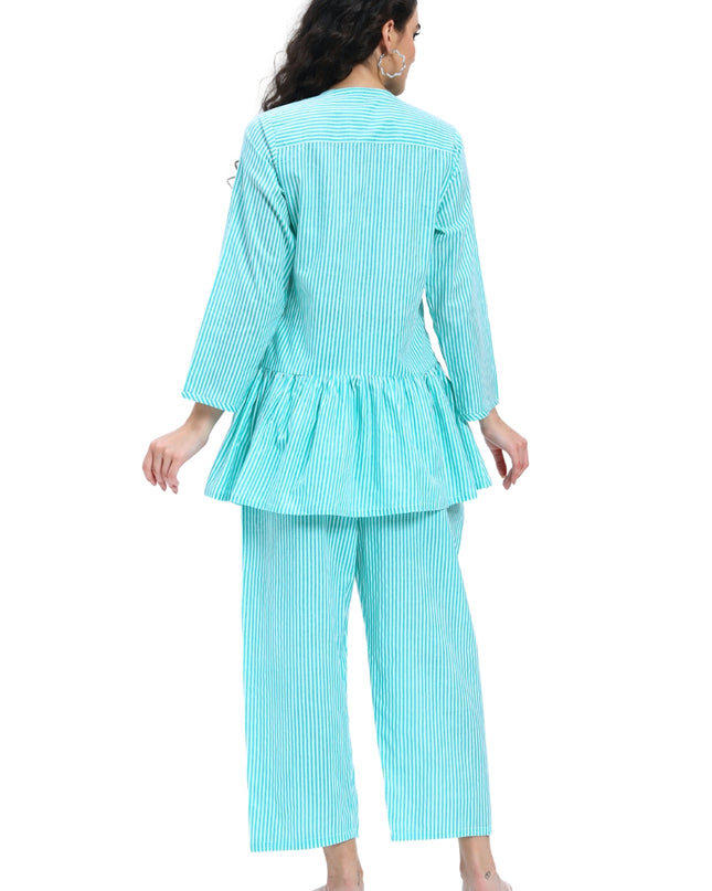 Sea Blue Peplum Coord Set