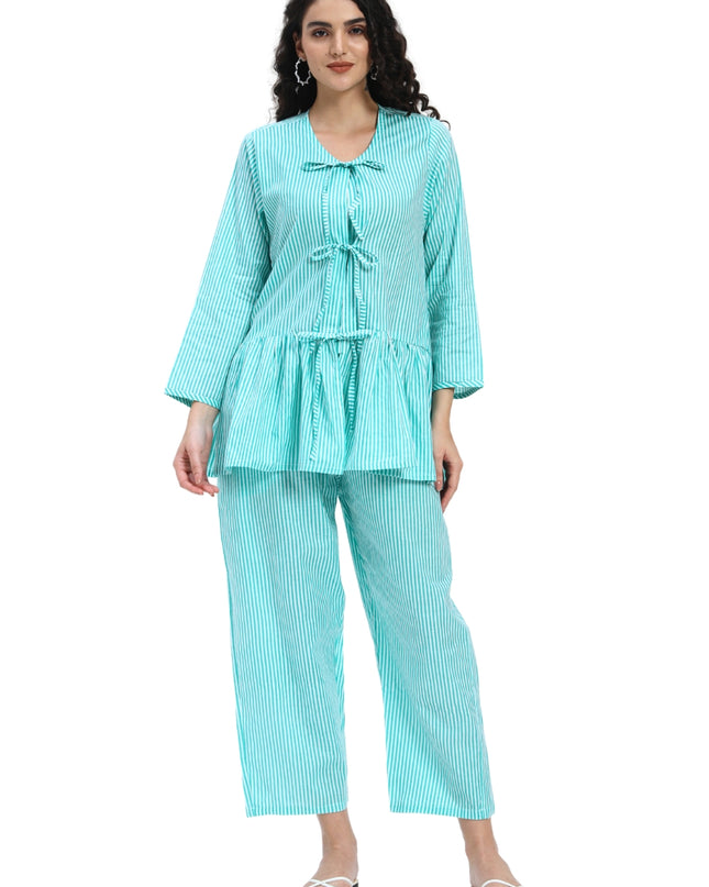 Sea Blue Peplum Coord Set