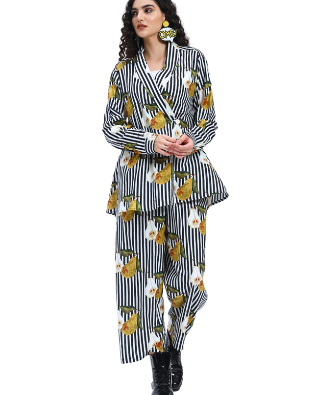 Black White Stripe Pear Coord Set