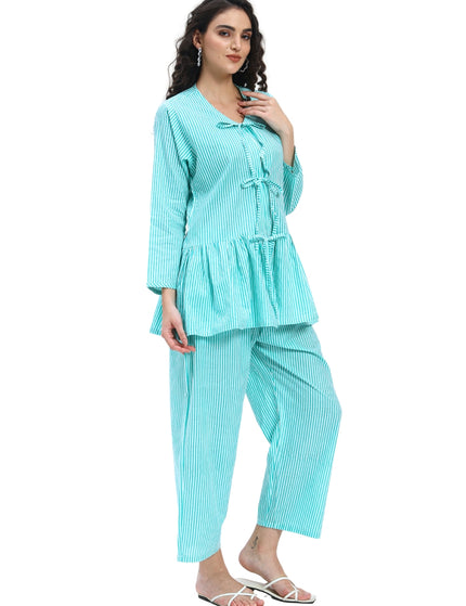 Sea Blue Peplum Coord Set