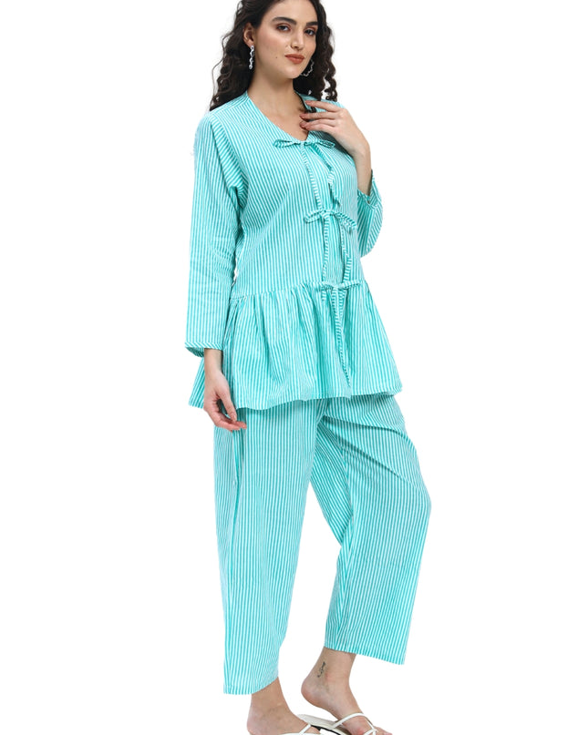 Sea Blue Peplum Coord Set