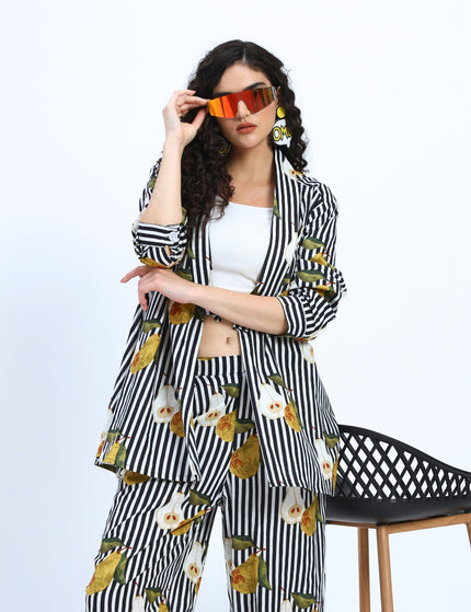 Black White Stripe Pear Coord Set