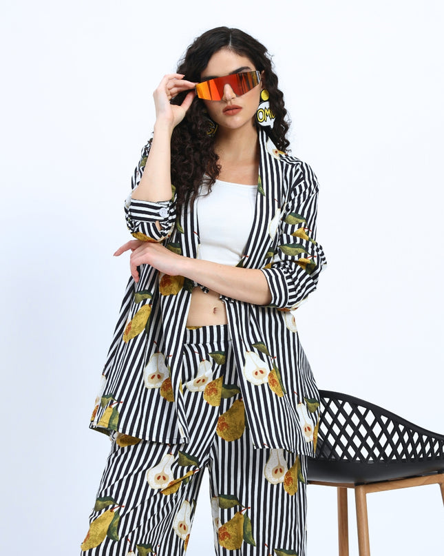 Black White Stripe Pear Coord Set