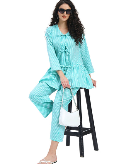Sea Blue Peplum Coord Set