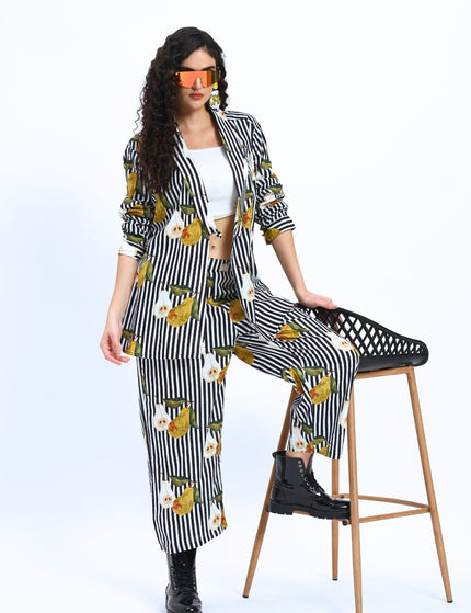 Black White Stripe Pear Coord Set