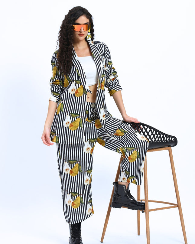 Black White Stripe Pear Coord Set