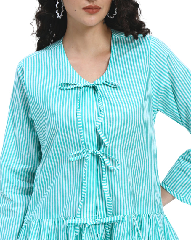 Sea Blue Peplum Coord Set
