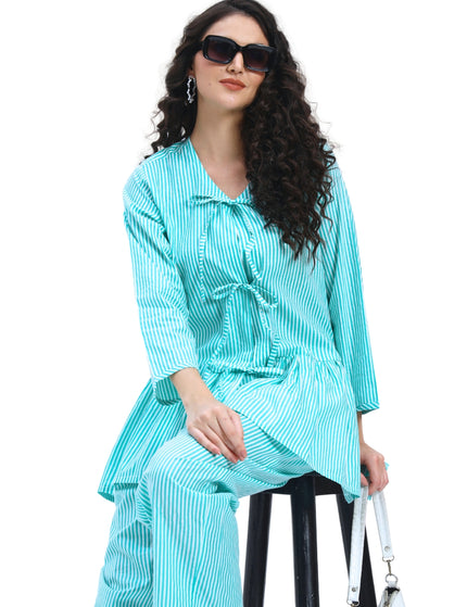 Sea Blue Peplum Coord Set