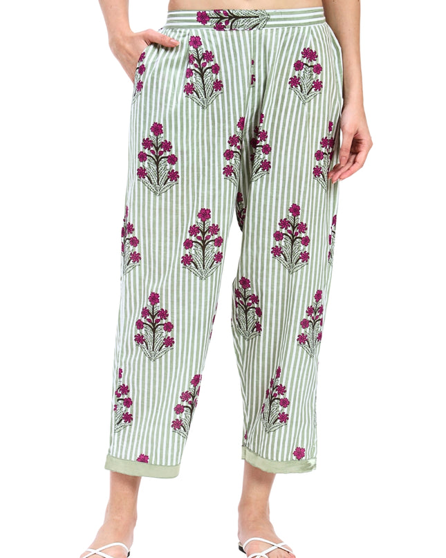 Green Stripe Floral Coord Set