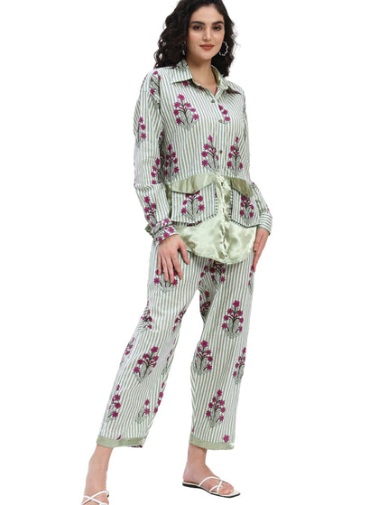 Green Stripe Floral Coord Set