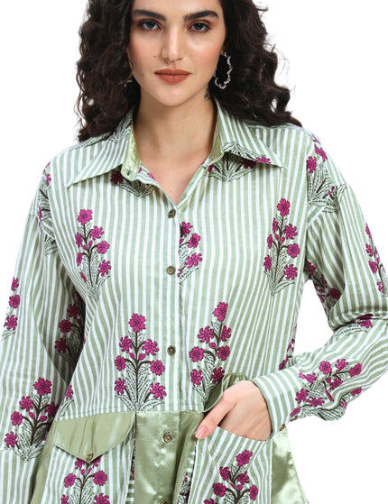 Green Stripe Floral Coord Set