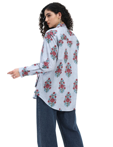 Grey Floral Stripe Shirt