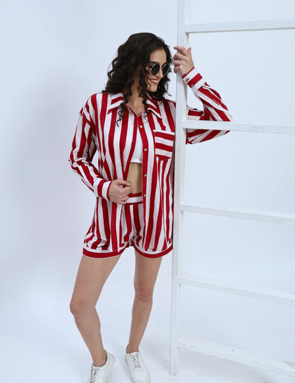 Valentine Red & White Shirt And Short Pant Set