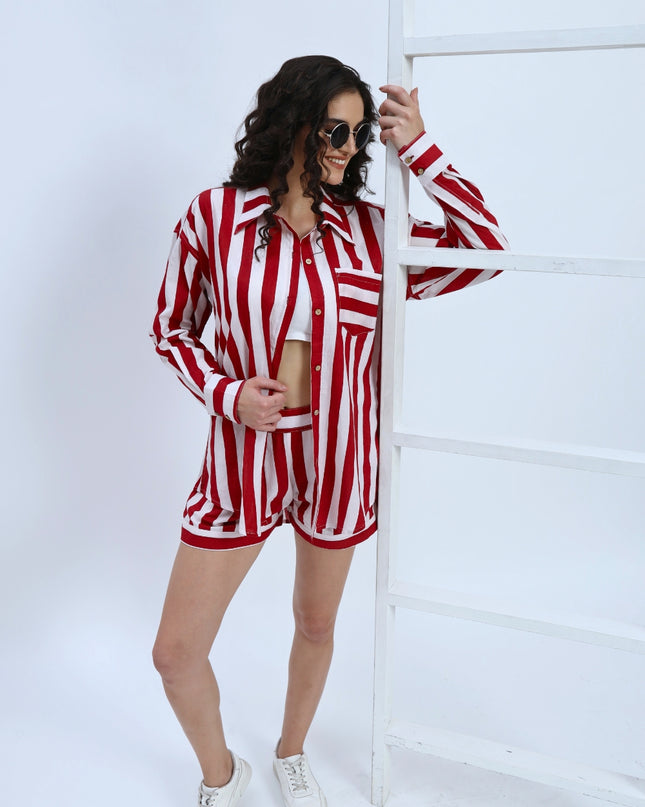 Valentine Red & White Shirt And Short Pant Set