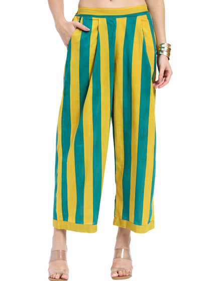 Green Yellow Stripes two piece Coord Set