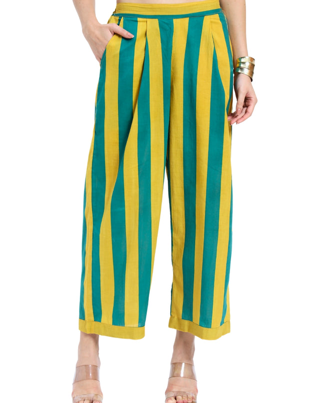 Green Yellow Stripes two piece Coord Set