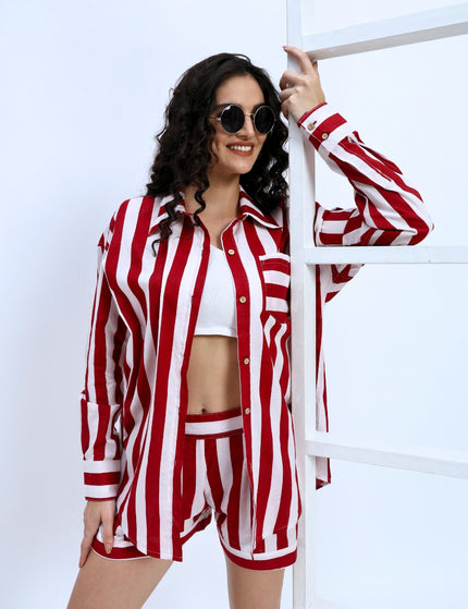 Valentine Red & White Shirt And Short Pant Set