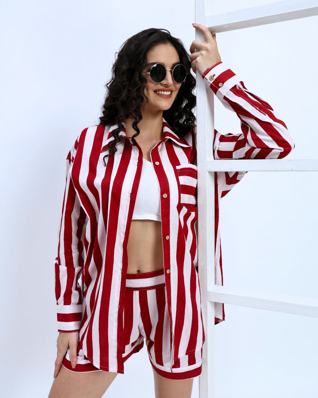 Valentine Red & White Shirt And Short Pant Set