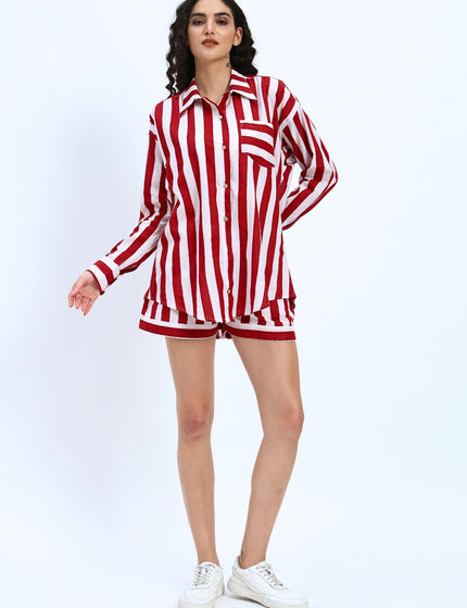 Valentine Red & White Shirt And Short Pant Set