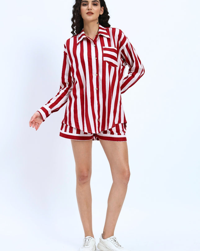 Valentine Red & White Shirt And Short Pant Set