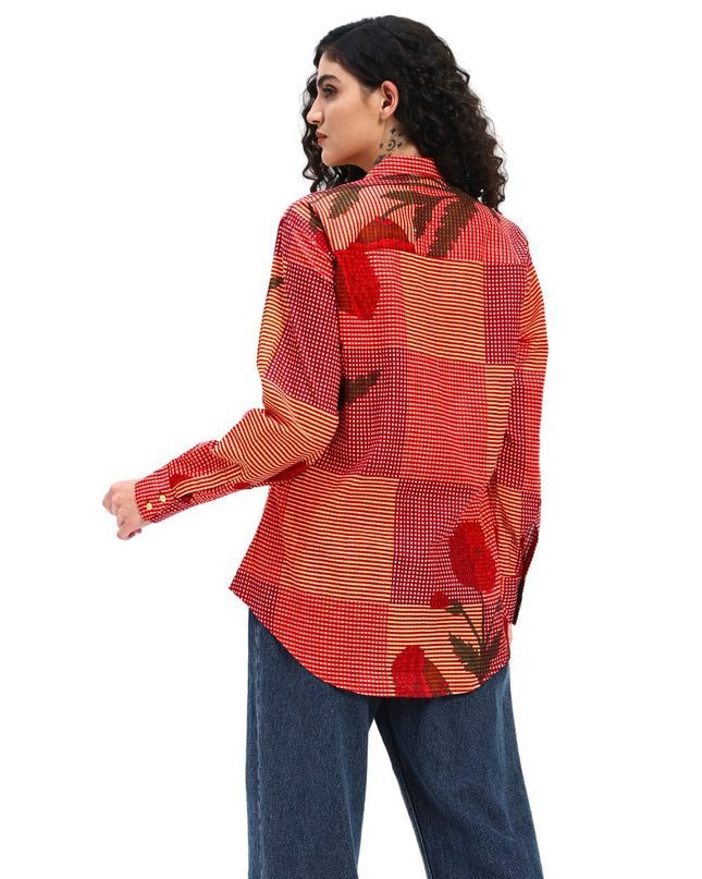 Red Floral Checks Shirt