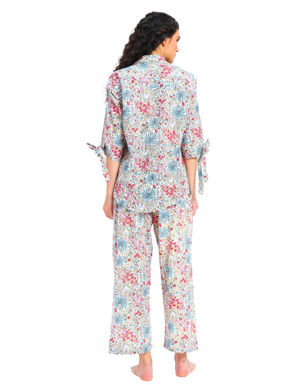 White Floral Shirt Trouser Coord Set