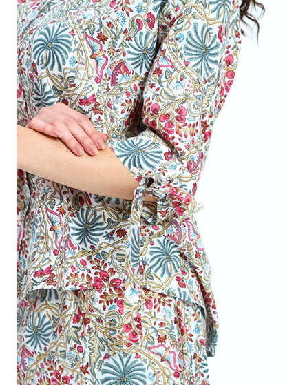 White Floral Shirt Trouser Coord Set