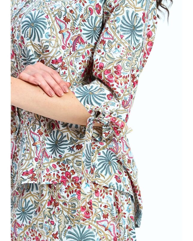 White Floral Shirt Trouser Coord Set
