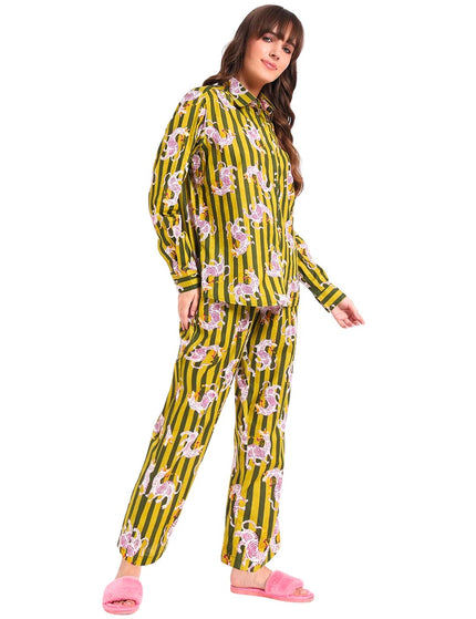 Green Stripe Cotton Co-Ord Set