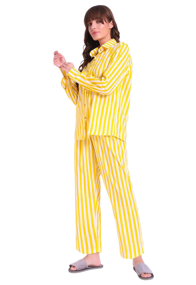 Yellow & White  Cotton Co-Ord Set