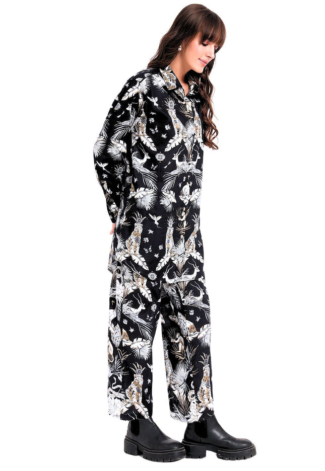 Black Animal Print Cotton Co-Ord Set