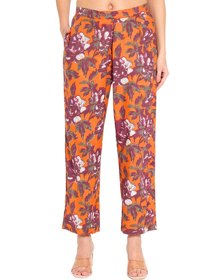 Orange, Purple Kurti Plazo Set