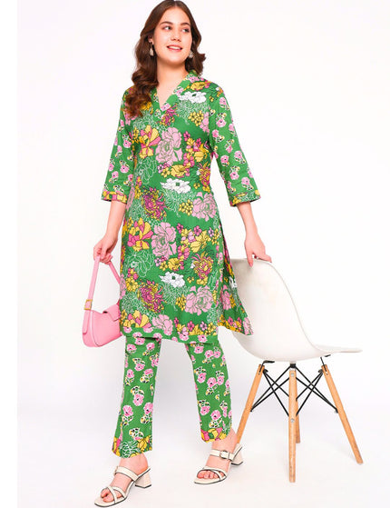 Parrot Green Kurta Plazo in Premium Pure Cotton