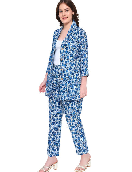 Blue Printed Formal wear Set.