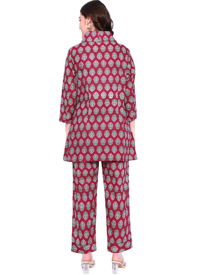 Premium  Maroon Cotton Formal Set.