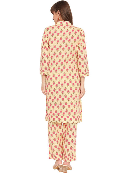 Light Yellow buti Kurti Plazo Set