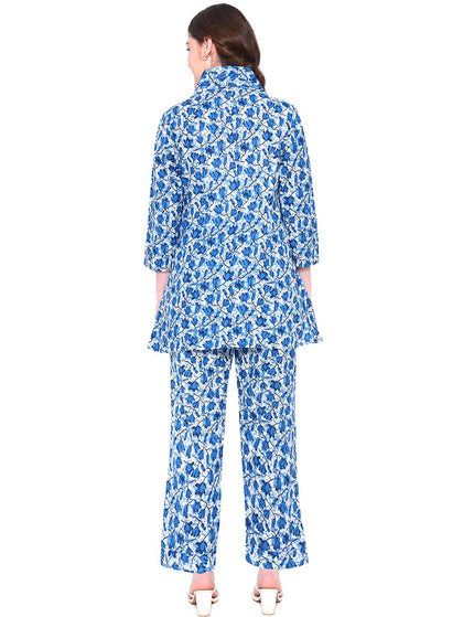 Blue Printed Formal wear Set.