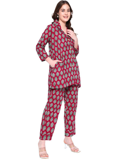 Premium  Maroon Cotton Formal Set.