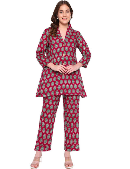 Premium  Maroon Cotton Formal Set.