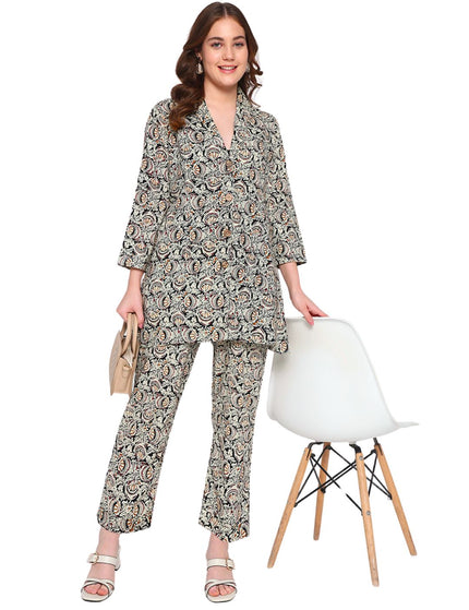 Cream Formal Wear Set In Cotton.