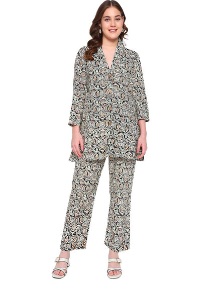 Cream Formal Wear Set In Cotton.