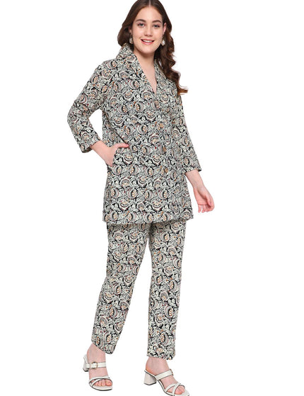 Cream Formal Wear Set In Cotton.
