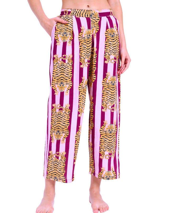Purple Stripe Tiger Shirt Trouser Coord Set