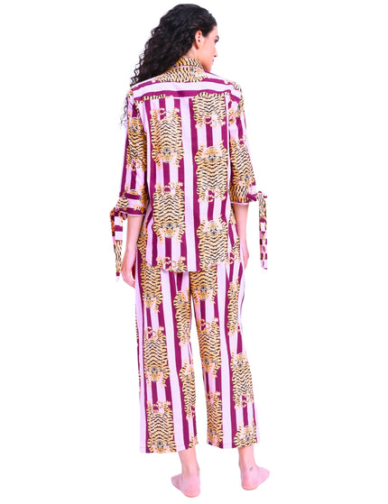 Purple Stripe Tiger Shirt Trouser Coord Set