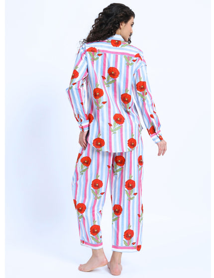 Floral Stripe Shirt Trouser Coord Set