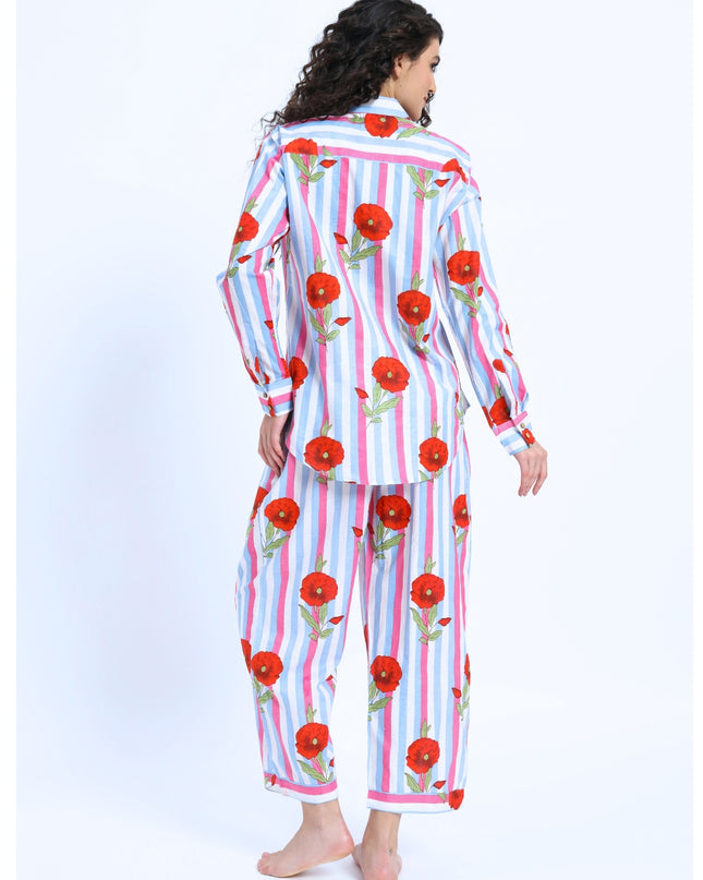 Floral Stripe Shirt Trouser Coord Set
