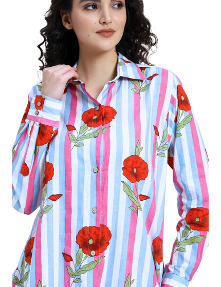 Floral Stripe Shirt Trouser Coord Set